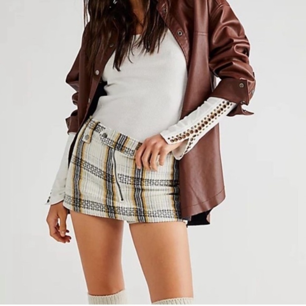 Free people plaid moto skort